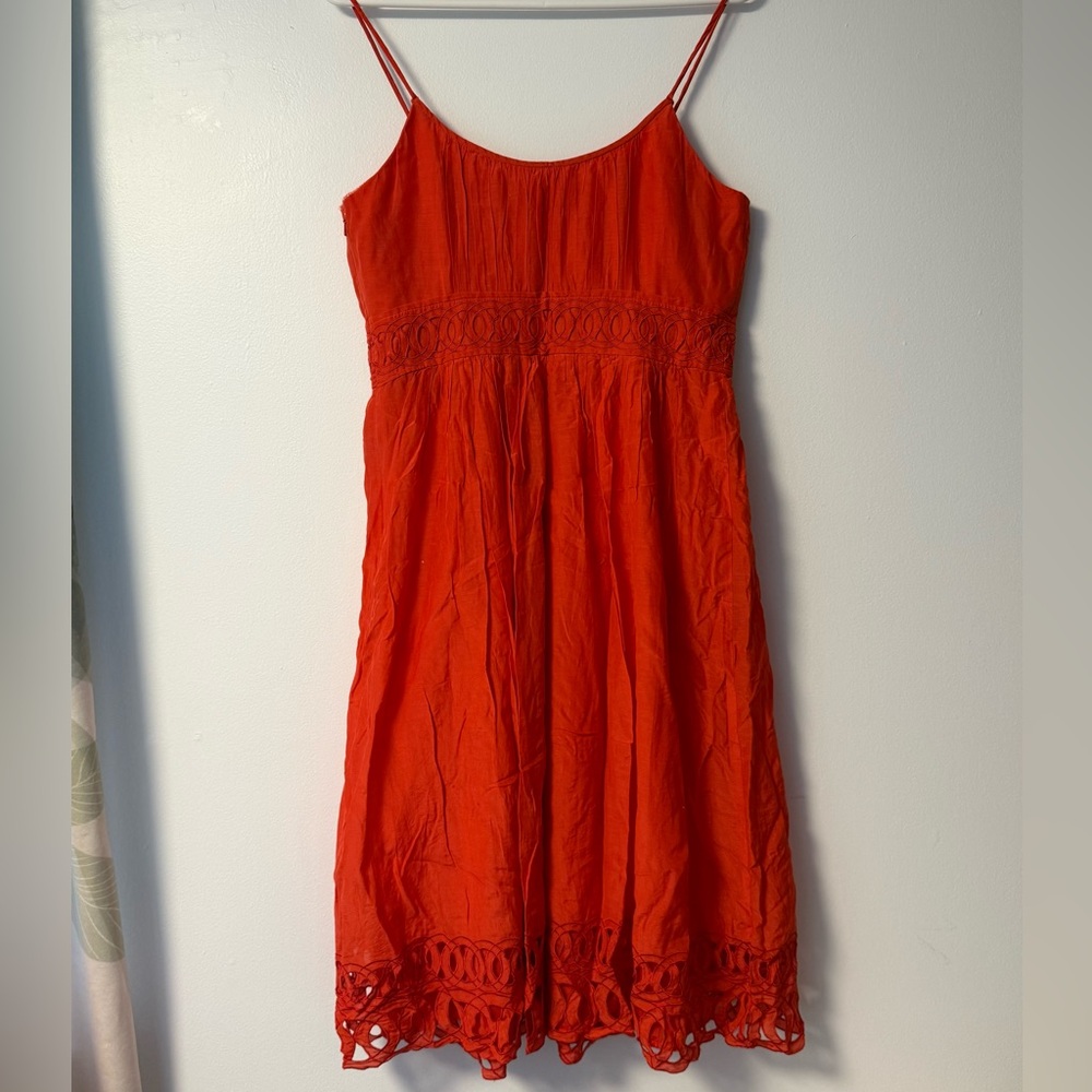 Jones New York Red Sundress | Spaghetti Strap Cotton Dress